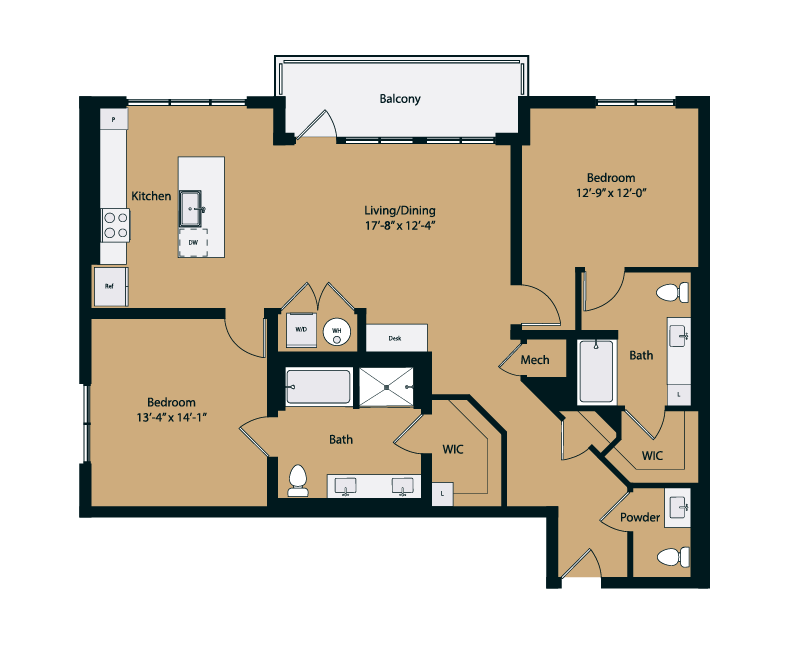 Floor plan layout diagram for 2C-1